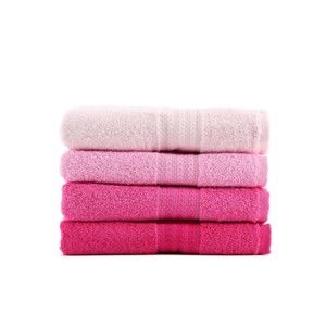 Zestaw 4 różowych ręczników Rainbow, 50x90 cm