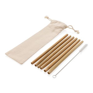 Zestaw 6 bambusowych słomek ze szczoteczką do czyszczenia i pokrowcem XD Collection