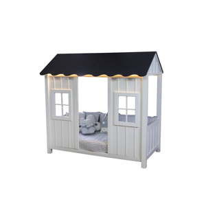 Biało-szare dziecięce łóżko 1-osobowe w kształcie domu Mezzo Anka, 90x190 cm