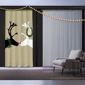 Świąteczna zasłona Reindeers, 140x260 cm