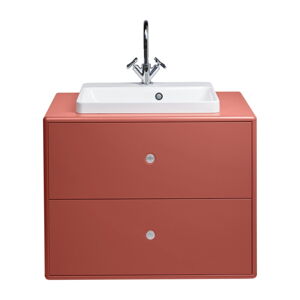 Czerwona szafka z umywalką bez baterii 80x62 cm Color Bath – Tom Tailor for Tenzo