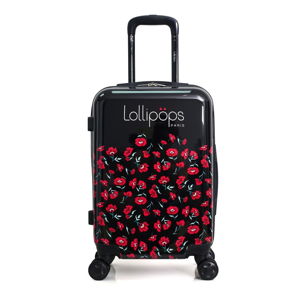 Czarno-czerwona walizka fakturowana z 4 kółkami Lollipops Poppy