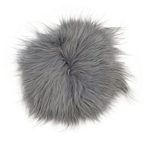 Szara futrzana poduszka na krzesło z długim włosiem Arctic Fur Rengo, ⌀ 35 cm