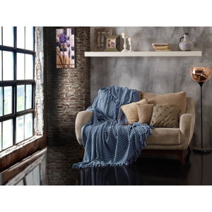Lekka pikowana bawełniana narzuta na łóżko EnLora Home Throw Indigo Baby Blue, 200x230 cm