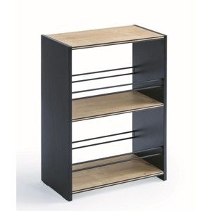 Mały czarny regał z półkami w naturalnym kolorze Black Small Bookcase