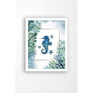 Obraz na płótnie w białej ramie Tablo Center Blue Seahorse, 29x24 cm