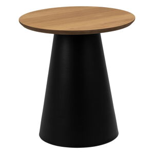 Czarny/naturalny okrągły stolik z blatem w dekorze dębu ø 45 cm Soli – Actona