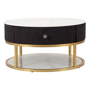 Czarny/złoty okrągły stolik Montpellier – Mauro Ferretti