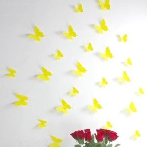 Zestaw 12 naklejek 3D Ambiance Yellow Butterflies