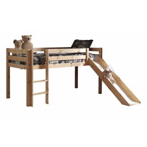 Naturalne podwyższone łóżko dziecięce z litego drewna sosnowego 90x200 cm PINO – Vipack