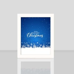 Obraz w białej ramie Blue Merry Christmas, 23,5x28,5 cm