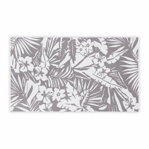 Szaro-biały bawełniany dywanik łazienkowy Foutastic Floral, 100x180 cm