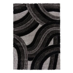 Czarny/szary dywan z włókien z recyklingu tkany ręcznie 160x230 cm Velvet – Flair Rugs