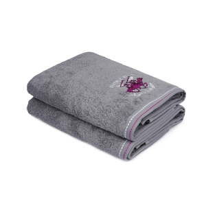 Zestaw 2 szarych ręczników bawełnianych łazienkowych, 140x70 cm
