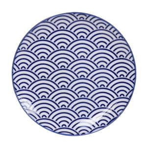 Niebieski talerz porcelanowy Tokyo Design Studio Wave, ø 16 cm