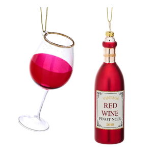 Szklane ozdoby świąteczne zestaw 2 szt. Red Wine – Sass & Belle