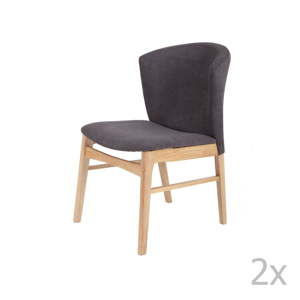 Zestaw 2 ciemnoszarych krzeseł do jadalni z jasnobrązową konstrukcją z drewna kauczukowca sømcasa Mara