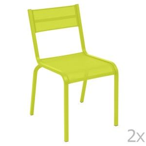 Komplet 2 jasnozielonych metalowych krzeseł ogrodowych Fermob Oléron