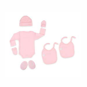 6-częściowy różowy bawełniany zestaw niemowlęcy Tanuki Liso