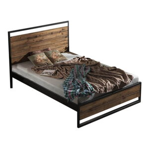 Czarne/naturalne łóżko dwuosobowe ze stelażem 140x200 cm Ariane – Kalune Design