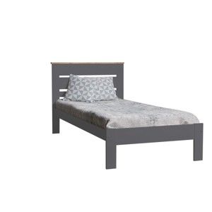 Antracytowoszare łóżko 1-osobowe z litego drewna sosnowego Marckeric Jade, 90x190 cm