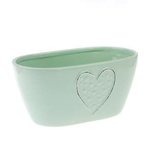 Zielona doniczka ceramiczna Dakls Heart, wys. 11,2 cm