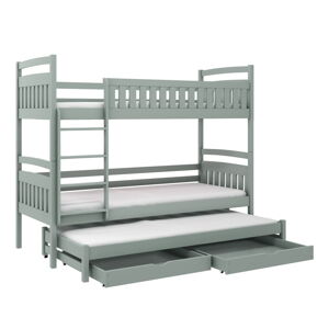 Szare łóżko piętrowe ze schowkiem 80x160 cm Blanka - Lano Meble