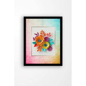 Obraz na płótnie w czarnej ramie Tablo Center Rainbow Flowers, 29x24 cm