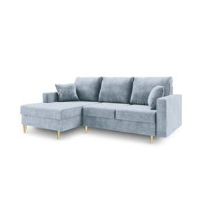 Jasnoniebieska 4-osobowa sofa rozkładana Mazzini Sofas Muguet, lewostronna