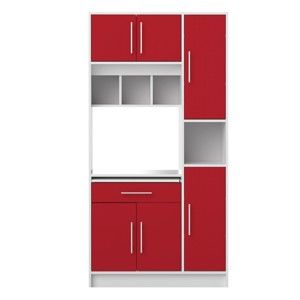 Czerwono-biała szafka kuchenna z półkami Symbiosis Louise