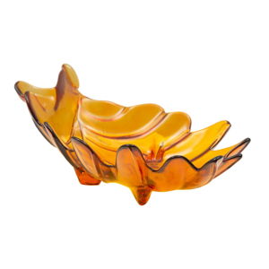 Pomarańczowa miska ze szkła z recyklingu Mauro Ferretti Leaf, 33x20 cm