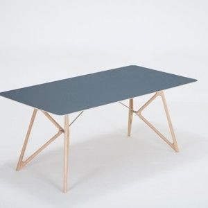 Stół z litego drewna dębowego z granatowym blatem Gazzda Tink, 180x90 cm