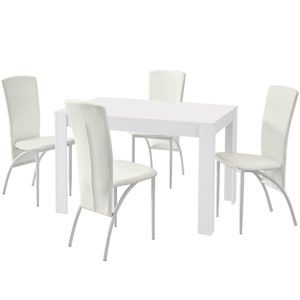 Komplet stołu i 4 białych krzeseł Støraa Lori Nevada Puro White
