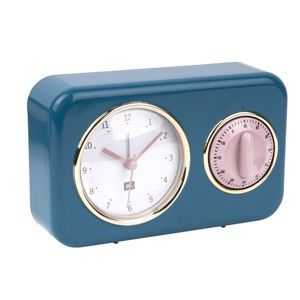 Niebieski zegar kuchenny z minutnikiem PT LIVING Nostalgia