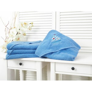 Niebieski ręcznik dziecięcy frotte z kapturem 90x100 cm Baby – B.E.S.