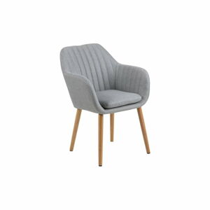 Jasnoszare krzesło z drewnianymi nogami loomi.design Emilia