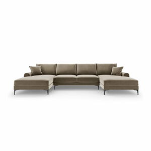 Beżowa aksamitna sofa w kształcie "U" Mazzini Sofas Madara