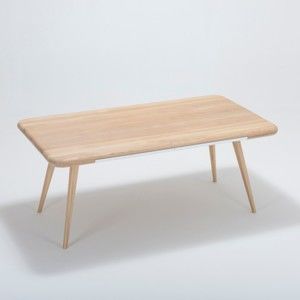 Stół z konstrukcją z litego drewna dębowego z szufladą Gazzda Ena, 180x100 cm