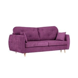 Fioletowa 3-osobowa sofa rozkładana ze schowkiem Kooko Home Viola