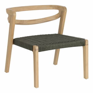 Krzesło ogrodowe z drewna eukaliptusa z ciemnozieloną plecionką La Forma Ezilda II