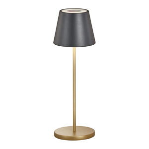 Czarna/w kolorze złota lampa stołowa LED z metalowym kloszem (wysokość 34 cm) Cosenza – Fischer & Honsel