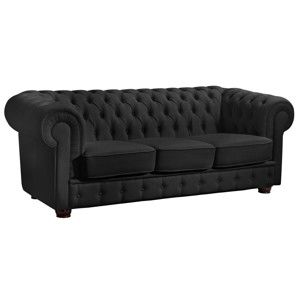 Czarna sofa 3-osobowa ze skóry ekologicznej Max Winzer Bridgeport