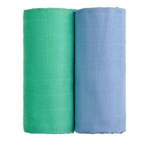 Zestaw 2 bawełnianych ręczników w zielonym i niebieskim kolorze T-TOMI Tetra, 90x100 cm