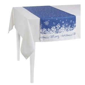 Niebieski bieżnik na stół Apolena Honey Christmas, 40x140 cm