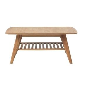 Stolik z półką z litego drewna dębowego Unique Furniture Rho, 110x70 cm