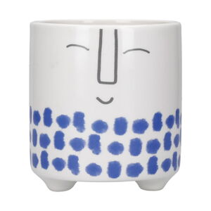 Biało-niebieska ceramiczna doniczka Kitchen Craft Happy Face
