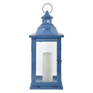 Niebieski metalowy lampion Esschert Design Romantik, wys. 48 cm