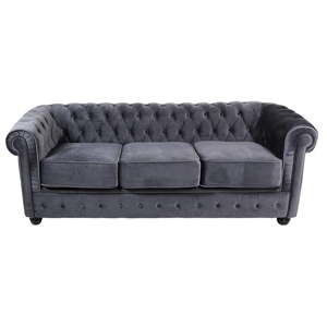 Szara aksamitna sofa 3-osobowa Santiago Pons Chester