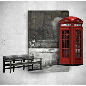 Obraz 3D Mosticx Red Telephone Booth, 40x60 cm