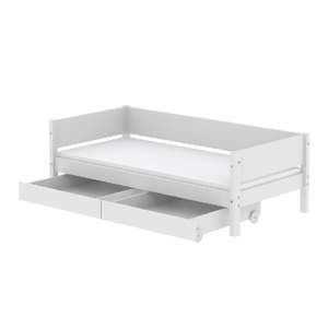 Białe łóżko dziecięce z 2 szufladami Flexa White Single, 90x200 cm